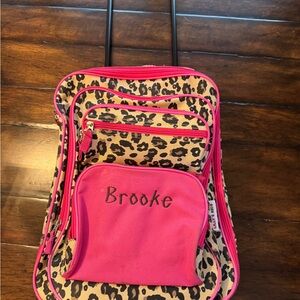 Lily’s Kids Pink Leopard Print Rolling Backpack- 16 x 12